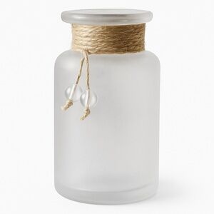 Frosted Glass Bud Vase with Jute Rope Accent